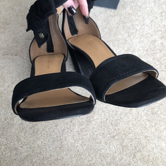 Tommy Hilfiger Womens Black Suede Zip Up Open Toe Block Heeled Sandal Size 8.5 - Picture 6 of 10